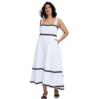 Photo of Torrid Belle Isle Maxi Babydoll Poplin Dress Ruffle Strap Size 1 NEW