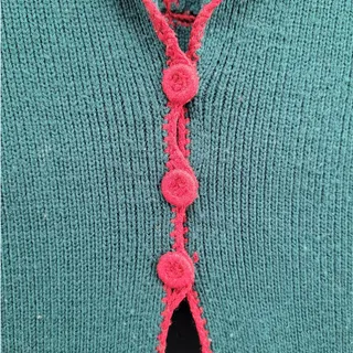Photo of Vintage Handmade Green Red Short Sleeve Knit Cardigan