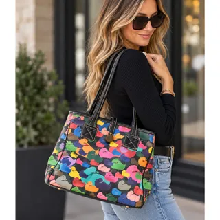 Photo of Dooney & Bourke Duck Print Leather Tote Bag – Multicolor