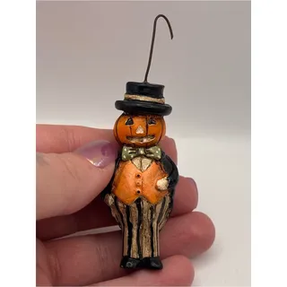 Photo of Vintage Halloween Hanging Decor, Pumpkin Man Ornament #1, Salem Collection