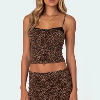 Photo of Edikted Edin Leopard Print Mesh Bra Top