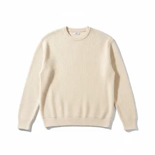 Photo of Mode of One Mens Ribbed Sweater NWT Size L Vanilla Cream Cotton Blend (002)