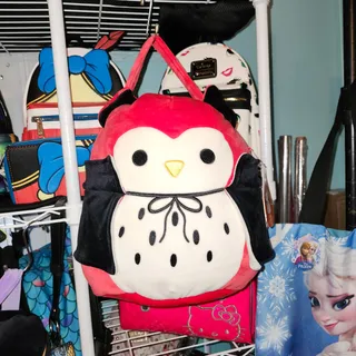 Photo of Squishmallows Demi Dracula Owl Halloween Pail NWT 2024 Plush Red Black