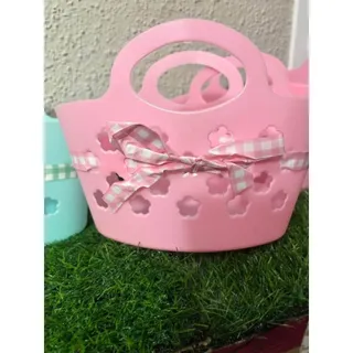 Photo of Easter Holiday Baskets Set of 6 Gingham Ribbon Pink/Blue Unisex Egg Hunts VBS
