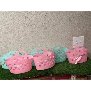 Photo of Easter Holiday Baskets Set of 6 Gingham Ribbon Pink/Blue Unisex Egg Hunts VBS