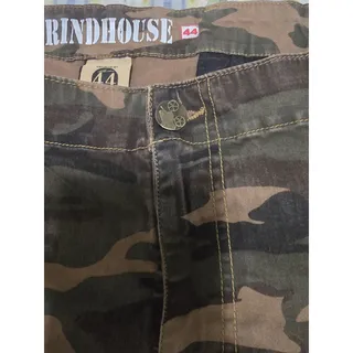 Photo of Grindhouse Cargo Shorts 44 Camo Excellent Distressed Raw Hem