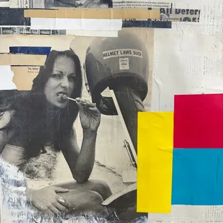 Photo of Original Mixed Media Modern Art Collage Painting 18x24 "Helmet Laws Suck" Signed
