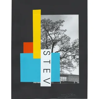Photo of Original Mixed Media Modern Art Collage "Stev" 8.5x11" Signed