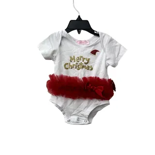 Photo of Popatu Girls White Merry Christmas One Piece With Tutu 12 Months NWT