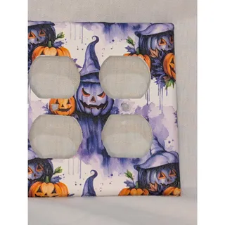 Photo of Spooky Purple Jack-o'-Lantern Electrical cover Plate