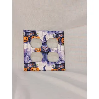 Photo of Spooky Purple Jack-o'-Lantern Electrical cover Plate