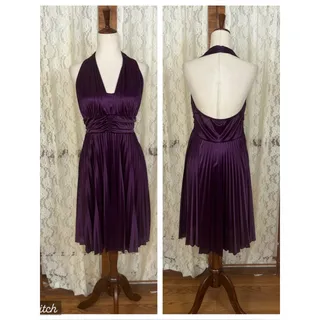 Photo of Pretty Vintage Y2K Taboo Purple Halter Pleated Formal Dress