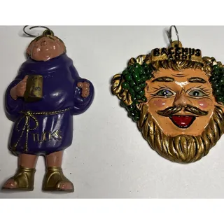 Photo of Mardi Gras Tucks Friar & Bacchus 2000 Medallion Ornament Lot of 2