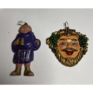 Photo of Mardi Gras Tucks Friar & Bacchus 2000 Medallion Ornament Lot of 2