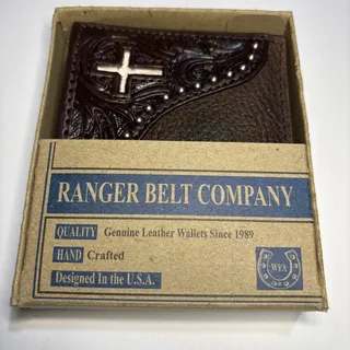 Photo of Ranger Belt Co Men Brown Pebbled Genuine Leather Bifold Wallet NIB Msrp $45