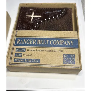 Photo of Ranger Belt Co Men Brown Pebbled Genuine Leather Bifold Wallet NIB Msrp $45