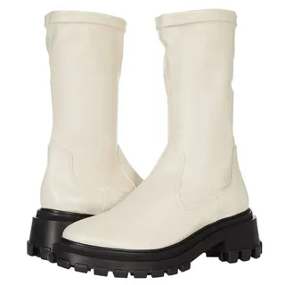 Photo of Schutz Lug Sole Soft Leather Stretch Ankle Boots Egg Shell 9.5 M