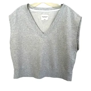 Photo of Abercrombie & Fitch grey v-neck fleece pullover vest size medium