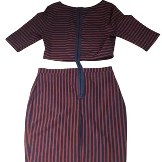 Photo of Forever 21 Striped Print Open Midriff Cut Out Dress Maroon/Navy M Coquette Girl