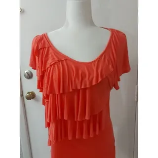 Photo of Nicole Miller Dubarry Pink Ruffled Short Sleeve Top L Coquette Girl Fairycore
