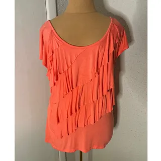 Photo of Nicole Miller Dubarry Pink Ruffled Short Sleeve Top L Coquette Girl Fairycore