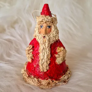 Photo of OOAK Elizabeth Britton Folk Art Papier Mache Santa Christmas Ornament