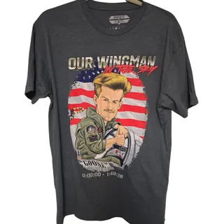 Photo of RSVLTS Top Gun Goose Mens L Large Gray Our Wingman In the Sky Movie Shirt