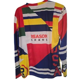 Photo of Reason Clothing Flag Long Sleeve Shirt Mens Medium USA Multicolor AOP NWT NEW