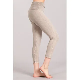 Photo of Chatoyant Mineral Wash Fold Over Waist Capris Stone Large