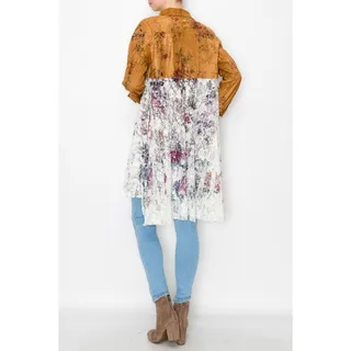 Photo of Origami Faux Suede Cardigan with Long Lace Layer Small/Medium