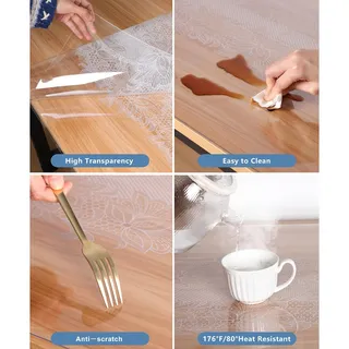 Photo of Clear Table Cover Protector, 1.5 mm Thick 36” x 72" PVC Desk Mat