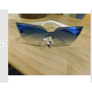 Photo of Rimless Cat Eye Sunglasses UV400 Women Light Blue Lens White New