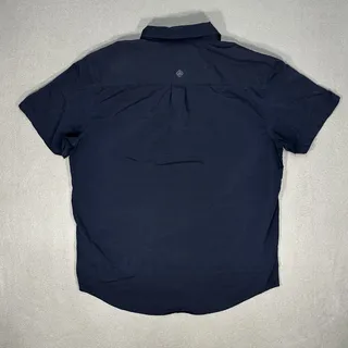 Photo of prAna Short Sleeve Button Up Shirt Men’s Large Navy Blue Outdoor Hiking