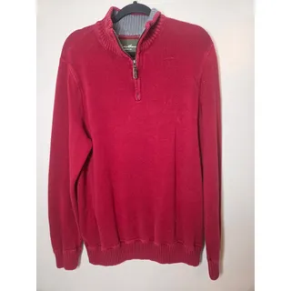 Photo of Eddie Bauer Mens XLT Maroon Heavy Knit 1/4 Zip Pullover Mock Neck Sweater