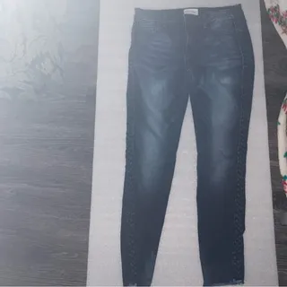 Photo of Driftwood Jackie Side Braid Dark Wash Denim Jeans 27 Festival Hippie Casual Edgy