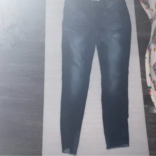 Photo of Driftwood Jackie Side Braid Dark Wash Denim Jeans 27 Festival Hippie Casual Edgy