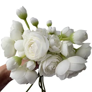 Photo of Faux Cream Roses Bunch 9 Stems Artificial Flowers