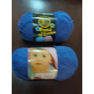 Photo of 2 Lion Brand Yarn Pound of Love Yarn Blue Skein Color Denim #110 Crochet