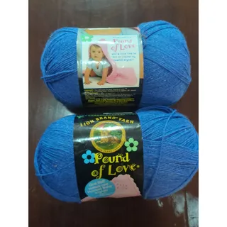 Photo of 2 Lion Brand Yarn Pound of Love Yarn Blue Skein Color Denim #110 Crochet