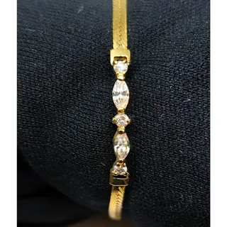 Photo of Vintage Park Lane Gold Tone Herringbone Marquise Rhinestone Crystal Bracelet NOS