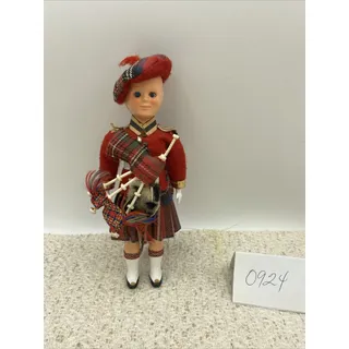 Photo of Tartan Skirt Highland Doll w Bag Pipes Vintage Boy 7.5”