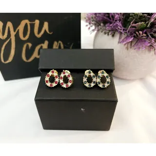 Photo of VINTAGE Fashion Costume Tear Drop Stud Rhinestone Earrings Set of 2 