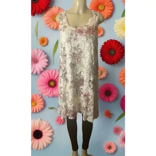 Photo of Origami Ivory Floral Lined All Lace Tunic Dress with Pockets S/M
