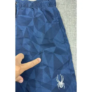 Photo of Spyder Swim Trunks Mens M Navy Geometric Lined Drawstring Shorts Flaw