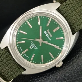 Photo of Vintage 1977 HMT Manual Wound Mens Silver Watch & Green accents