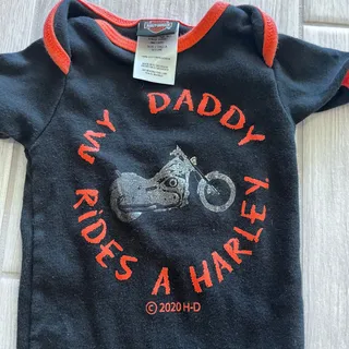 Photo of Harley Davidson Baby 9/12M "My Daddy Rides A Harley" One Piece Bodysuit 