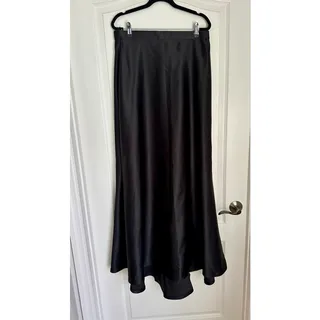 Photo of Tadashi Shoji Black Satin A-Line Maxi Skirt - Elegant Formal Evening Sz 14