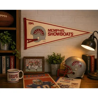 Photo of Vintage Memphis Showboats USFL Pennant 1982 1983 Football Banner Rare Team