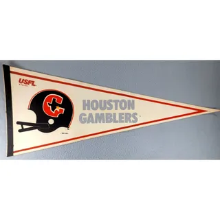 Photo of Vintage Houston Gamblers USFL Pennant 1982 Original Football Banner Rare NOS