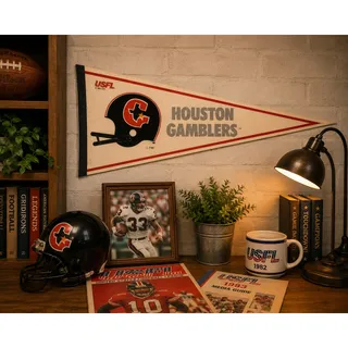 Photo of Vintage Houston Gamblers USFL Pennant 1982 Original Football Banner Rare NOS